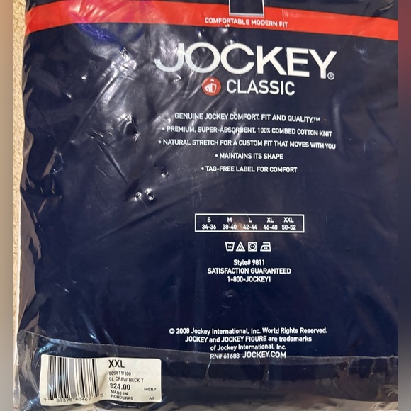 JOCKEY classic white T-shirts- new with  tags;  XXL - Picture 2 of 3